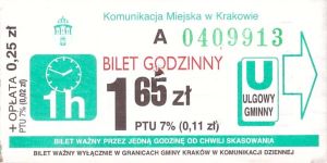 Bilet Kraków 1,65