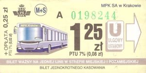 Bilet Kraków 1,25