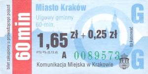 Bilet Kraków 1,65 + 0,25