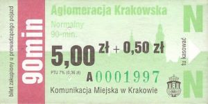 Bilet Kraków 5,00 + 0,50