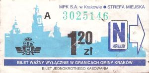 Bilet Kraków 1,20