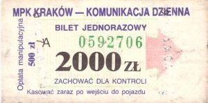 Bilet Kraków 2000