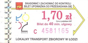 Bilet Łódź 1,70