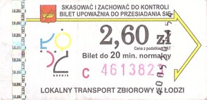 Bilet Łódź 2,60