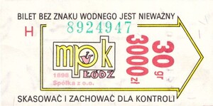 Bilet Łódź 30/3000