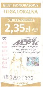 Bilet Nowy Sącz 2,35 pion
