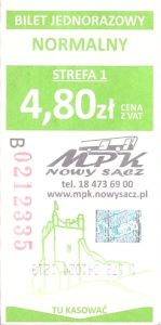 Bilet Nowy Sącz 4,80 pion