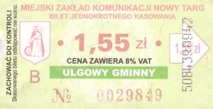 Bilet Nowy Targ 1,55