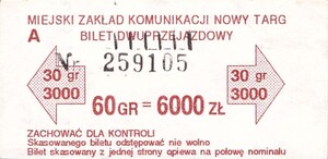 Bilet Nowy Targ 60=6000