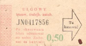 Bilet ogolnopolski 0,50 JN
