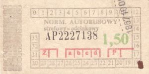 Bilet ogolnopolski 1,50 AP