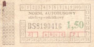 Bilet ogolnopolski 1,50 BS