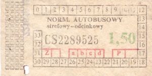 Bilet ogolnopolski 1,50 CS