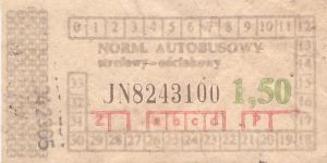 Bilet ogolnopolski 1,50 JN