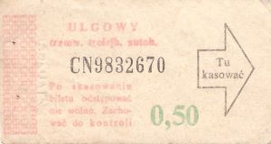 Bilet ogolnopolski 0,50 CN
