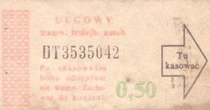 Bilet ogolnopolski 0,50 DT