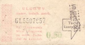 Bilet ogolnopolski 0,50 GL