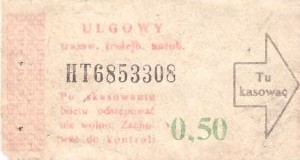 Bilet ogolnopolski 0,50 HT
