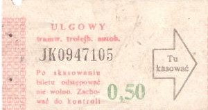 Bilet ogolnopolski 0,50 JK