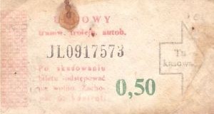Bilet ogolnopolski 0,50 JL