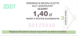 Bilet Olsztyn 1,40