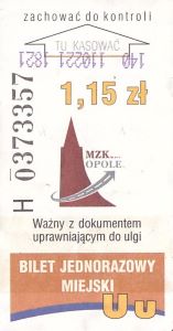 Bilet Opole 1,15 pion
