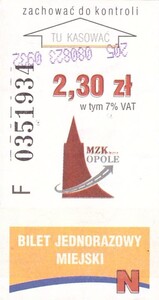 Bilet Opole 2,30