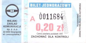 Bilet Oświęcim 0,20