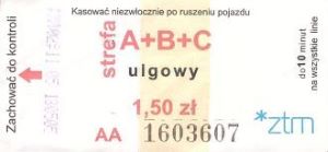 Bilet Poznań A B C 1,50