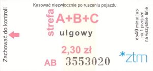 Bilet Poznań A B C 2,40