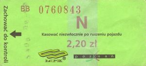 Bilet Poznań 2,20