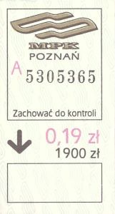 Bilet Poznań 0,19/1900