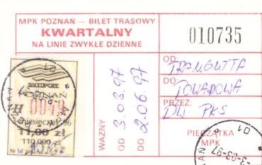 Bilet Poznań kwartalny