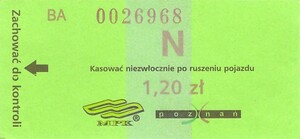 Bilet Poznań 1,20