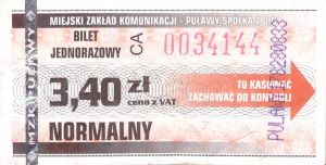 Bilet Puławy 3,40