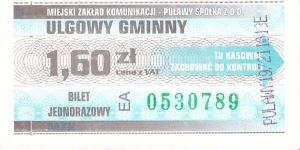 Bilet Puławy 1,60