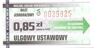 Bilet Puławy 0,85