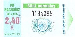 Bilet Racibórz 2,40