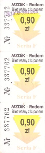 Bilet Radom 0,90 karnet