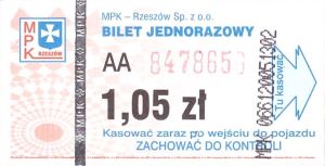 Bilet Rzeszów 1,05