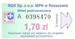 Bilet Rzeszów 1,70