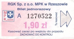 Bilet Rzeszów 1,90