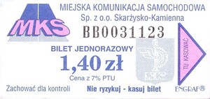 Bilet Skarżysko Kamienna 1,40