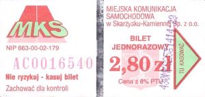 Bilet Skarżysko Kamienna 2,80