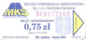 Bilet Skarżysko Kamienna 0,75