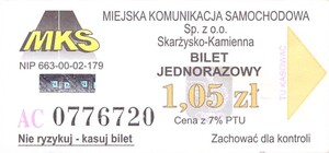 Bilet Skarżysko Kamienna 1,05