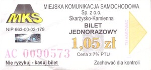 Bilet Skarżysko Kamienna 1,05