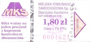 Bilet Skarżysko Kamienna 1,80