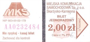 Bilet Skarżysko Kamienna 2,00