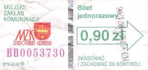 Bilet Starogard Gdański 0,90
